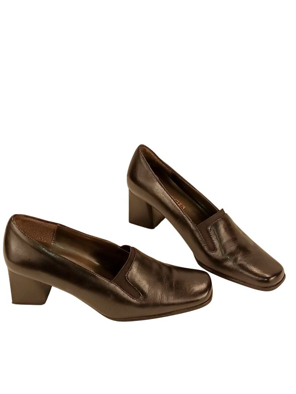 Liz Claiborne Black Minimalist Slip-on Pump Chunky Block Preppy Shoe Womens Sz 7